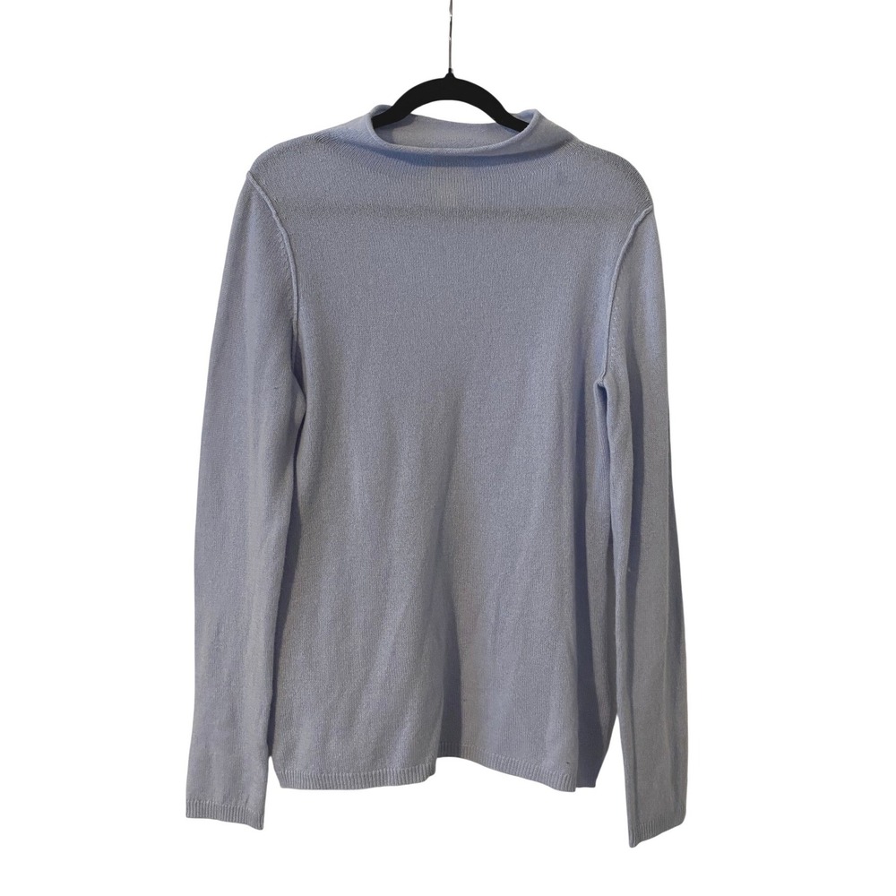 Telluride Cashmere Mock Neck Blue Sweater Large Scandi Heritage Luxury Apres Ski